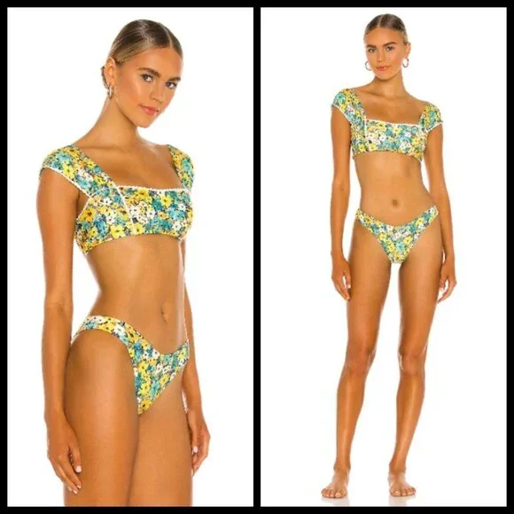 💕L*SPACE💕 Daisy Diamond BikiniGiselle Top DD- + Cabana Bitsy Bottom XL NWT